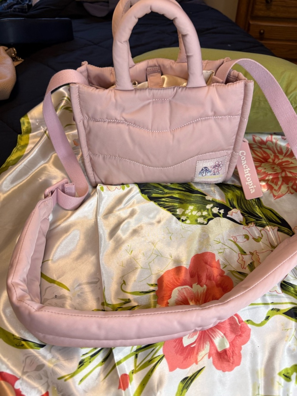 Coach Coachtopia Loop Mini Tote Bag Pink Quilted Crossbody